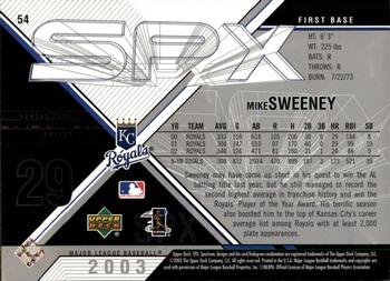 2003 SPx #54 Mike Sweeney Back