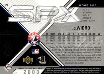 2003 SPx #69 Jose Vidro Back