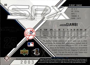 2003 SPx #80 Jason Giambi Back