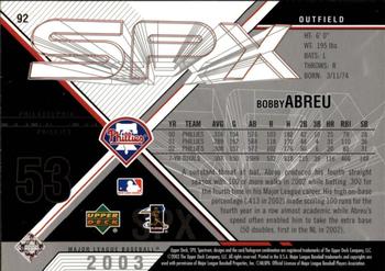 2003 SPx #92 Bobby Abreu Back