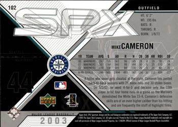 2003 SPx #102 Mike Cameron Back