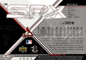 2003 SPx #106 J.D. Drew Back
