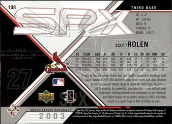 2003 SPx #108 Scott Rolen Back
