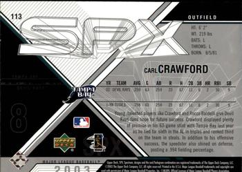 2003 SPx #113 Carl Crawford Back