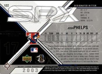 2003 SPx #122 Josh Phelps Back