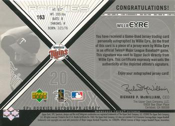 2003 SPx #163 Willie Eyre Back