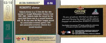 2004 Fleer Genuine Insider - Autograph-Ball #AI-RA Roberto Alomar Back
