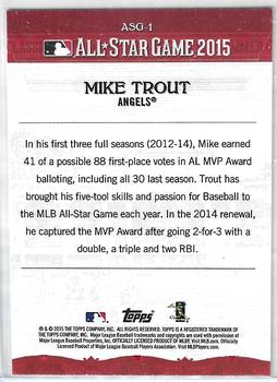 2015 Topps All-Star FanFest #ASG-1 Mike Trout Back