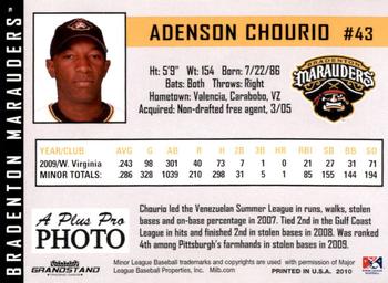 2010 Grandstand Bradenton Marauders #NNO Adenson Chourio Back