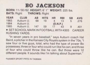 1990 AAMER Sport (unlicensed) #NNO Bo Jackson Back