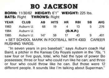 1990 AAMER Sport (unlicensed) #NNO Bo Jackson Back