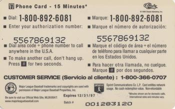 1996 Classic 7-Eleven Phone Cards #1 Cal Ripken Jr. Back