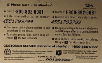1996 Classic 7-Eleven Phone Cards #5 Ken Griffey Jr. Back