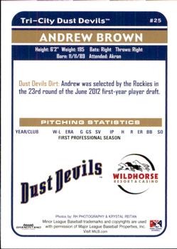 2012 Grandstand Tri-City Dust Devils #NNO Andrew Brown Back