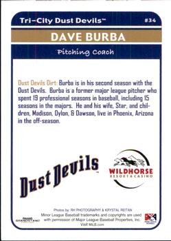2012 Grandstand Tri-City Dust Devils #NNO Dave Burba Back