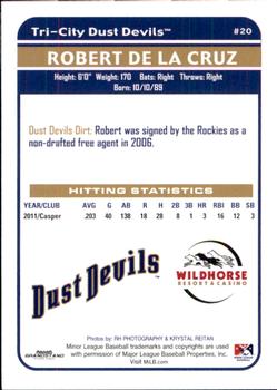 2012 Grandstand Tri-City Dust Devils #NNO Robert De La Cruz Back