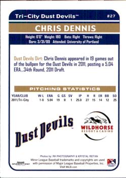 2012 Grandstand Tri-City Dust Devils #NNO Chris Dennis Back
