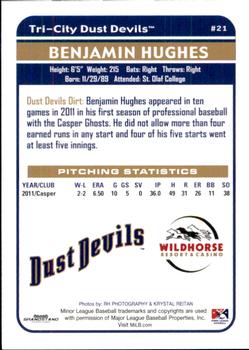 2012 Grandstand Tri-City Dust Devils #NNO Benjamin Hughes Back