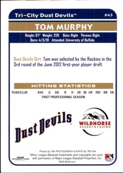 2012 Grandstand Tri-City Dust Devils #NNO Tom Murphy Back