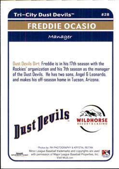 2012 Grandstand Tri-City Dust Devils #NNO Freddie Ocasio Back