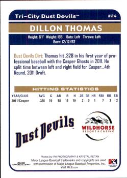 2012 Grandstand Tri-City Dust Devils #NNO Dillon Thomas Back