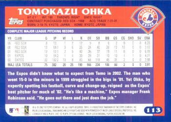 2003 Topps #113 Tomokazu Ohka Back