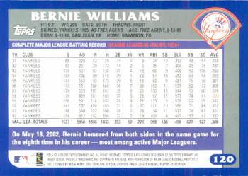 2003 Topps #120 Bernie Williams Back
