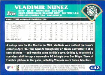 2003 Topps #142 Vladimir Nunez Back