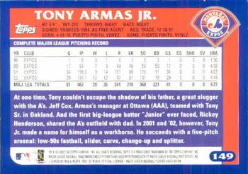 2003 Topps #149 Tony Armas Jr. Back