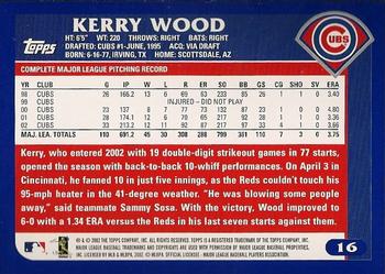 2003 Topps #16 Kerry Wood Back