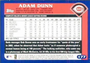 2003 Topps #177 Adam Dunn Back