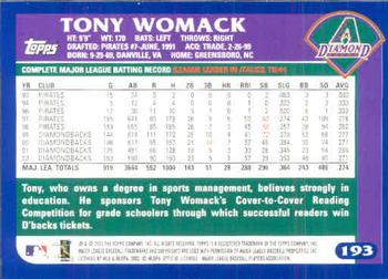 2003 Topps #193 Tony Womack Back