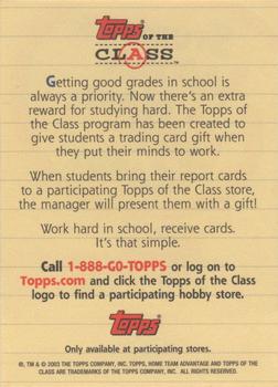 2003 Topps #NNO Topps of the Class Ad Back