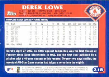 2003 Topps #218 Derek Lowe Back