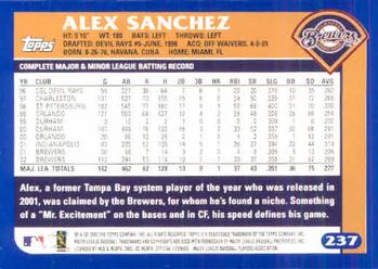2003 Topps #237 Alex Sanchez Back