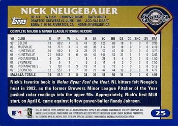 2003 Topps #25 Nick Neugebauer Back