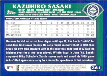 2003 Topps #261 Kazuhiro Sasaki Back