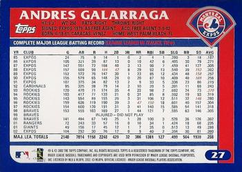 2003 Topps #27 Andres Galarraga Back
