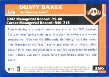 2003 Topps #286 Dusty Baker Back