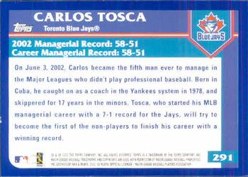 2003 Topps #291 Carlos Tosca Back