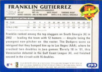 2003 Topps #293 Franklin Gutierrez Back