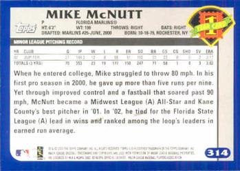 2003 Topps #314 Mike McNutt Back