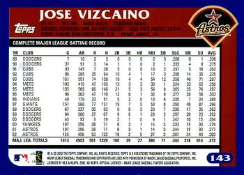 2003 Topps #143 Jose Vizcaino Back