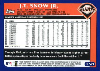2003 Topps #158 J.T. Snow Jr. Back
