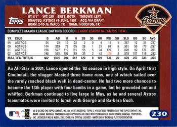 2003 Topps #230 Lance Berkman Back