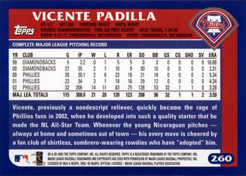 2003 Topps #260 Vicente Padilla Back