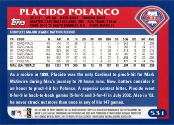 2003 Topps #531 Placido Polanco Back