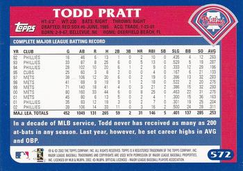 2003 Topps #572 Todd Pratt Back
