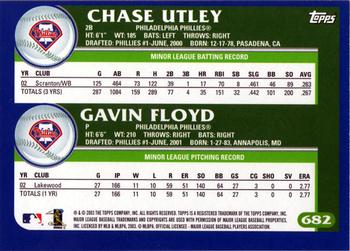 2003 Topps #682 Chase Utley / Gavin Floyd Back