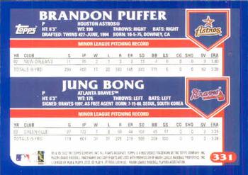 2003 Topps #331 Brandon Puffer / Jung Bong Back